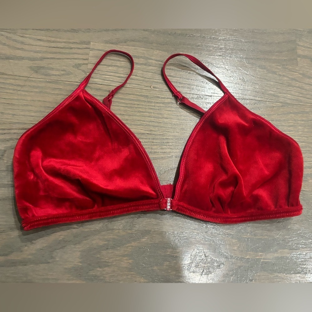 Secret treasure red velvet triangle bralette 36C